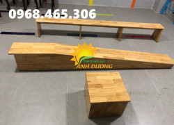 Băng ghế thể dục mầm non, ván trượt dốc mầm non bằng gỗ cao su
