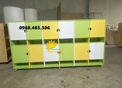 Tủ cặp dép mầm non, tủ đựng cặp mầm non bằng gỗ