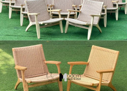 Ghế thư giãn khung gỗ nệm ngồi đan dây CH25 tại HCM
