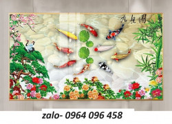 Tranh gạch 3d cửu ngư quần hội - V333