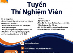 Tuyển dụng 10 thí nghiệm viên