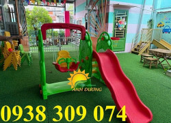 Cầu trượt xích đu con gấu cho bé, cầu trượt đơn giá rẻ