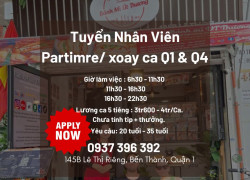 Tuyển nhân viên nam nữ làm bán thời gian, xoay ca tại cửa hàng Quận 1 và Quận 4.