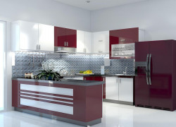 Tủ Bếp Gỗ MDF Phủ Acrylic Màu Trắng Đẹp Sang Trọng
