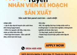 TUYỂN DỤNG – NHÂN VIÊN KẾ HOẠCH SẢN XUẤT