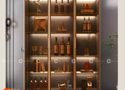 Tủ Rượu Gỗ MDF Kết Hợp Cửa Kính Sang Trọng
