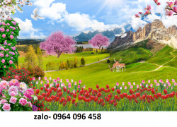 Tranh gạch 3d ốp tường phong cảnh đồng quê