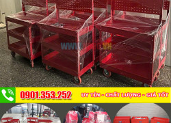 Xe đẩy kèm bảng treo đồ nghề 3 tầng 3 ngăn
