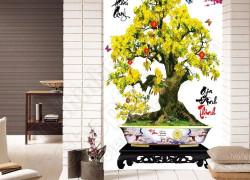 Tranh gạch 3d ốp tường cây mai vàng - DSA22