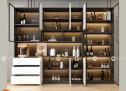 Tủ Rượu Gỗ MDF Kết Hợp Cửa Kính Hiện Đại
