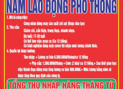 Tuyển Nam lao động phổ thông đứng máy sản xuất chỉ sợi