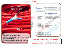 Cáp chống cháy chống nhiễu 2x1.0 Altek Kabel IEC 60331-21: 1999