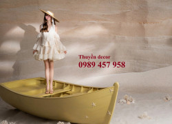 Đóng mới thuyền gỗ decor, Thuyền chụp hình, Thuyền trang trí quán cafe