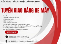 Tuyển dụng nhân viên giao hàng bằng xe gắn máy