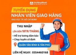 Tuyển shipper giao hàng tại chi nhánh Tân Phú & Tân Bình