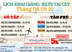 LỊCH HỌC IELTS TẠI CET NĂM 2025 tại TÂN PHÚ