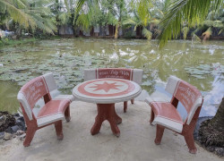 Bộ bàn ghế đá tròn hai màu