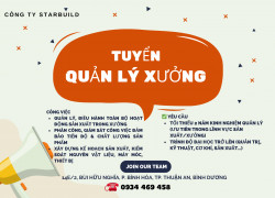 THÔNG BÁO TUYỂN DỤNG – QUẢN LÝ XƯỞNG