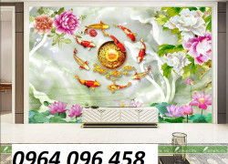 Tranh gạch 3d ốp tường cửu ngư quần hội - 677CVB