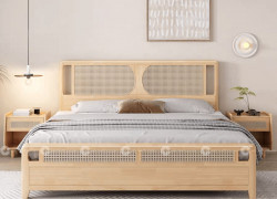 Giường Ngủ Gỗ Tự Nhiên Thiết Kế Đan Mây Hiện Đại