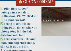 📢 CHO THUÊ KHO XƯỞNG SIÊU ĐẸP – 3.500M² – ĐẦY ĐỦ TIỆN NGHI - THANH TRÌ – GIÁ CHỈ 7X.000Đ/M² 📢