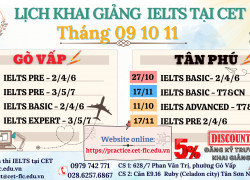 LỊCH HỌC IELTS TẠI CET NĂM 2025 tại TÂN PHÚ