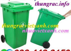 Thùng rác nhựa 240L nắp kín màu xanh lá