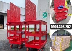 Xe đẩy dụng cụ 3 tầng bảng treo KT 738x570mm - xe đẩy đồ nghề