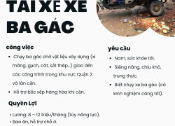 VLXD DƯƠNG MINH HIẾU TUYỂN 02 TÀI XẾ CHẠY BA GÁC – CHỞ VLXD (QUẬN 2 CŨ)