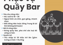 TUYỂN NỮ NHÂN VIÊN ĐỨNG QUẦY BAR