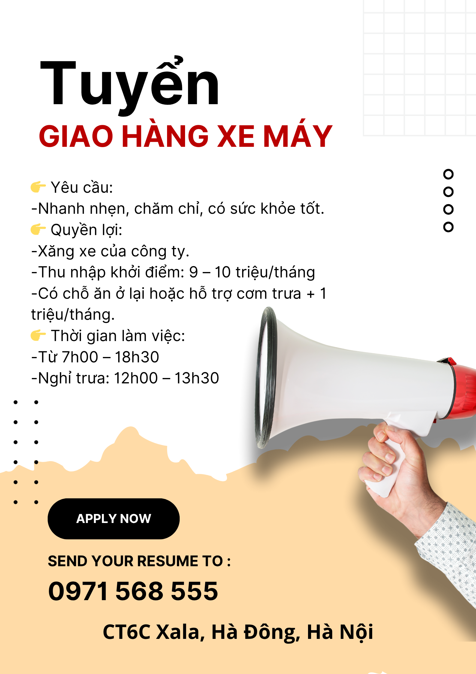 TUYỂN NHÂN VIÊN GIAO HÀNG XE MÁY