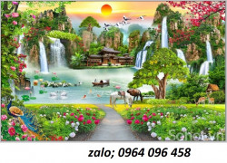Tranh gạch men 3d phong cảnh phong thủy - KNB66