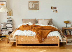 Giường Ngủ Gỗ Tự Nhiên Có Hộc Kéo Hiện Đại