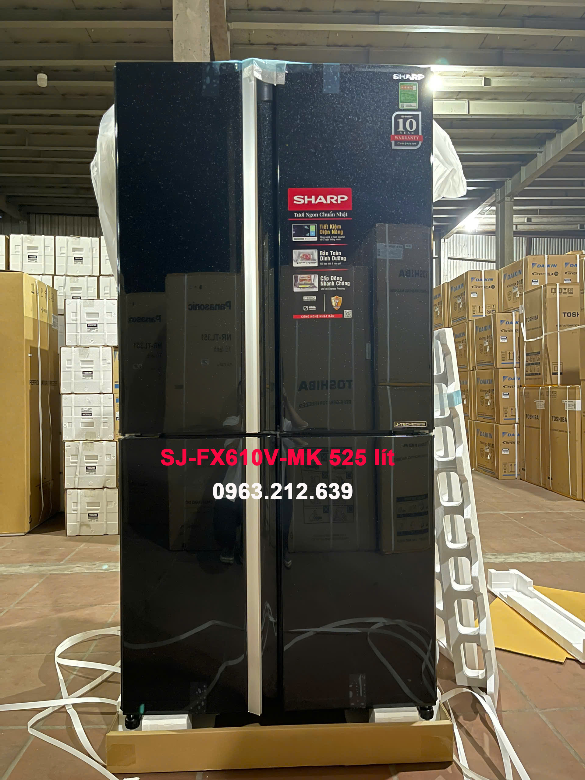 Tủ lạnh Sharp 4 cánh Inverter 572 lít SJ-FX650V-MK