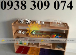 Kệ gỗ montessori 3 tầng mầm non,Kệ montessori 4 tầng mầm non