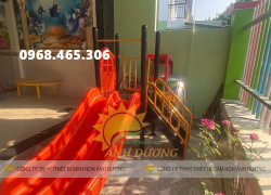 Cầu trượt trẻ em máng nhựa đôi, cầu trượt đôi trẻ em