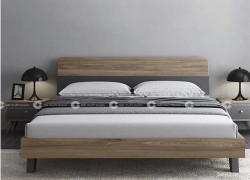 Giường Ngủ Gỗ Công Nghiệp Chạy Chỉ Xám Đẹp Hiện Đại