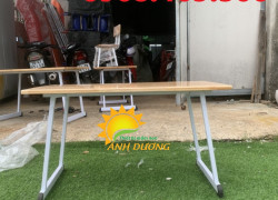 Bàn mầm non chân gập mặt gỗ, bàn gỗ mầm non
