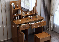 Bàn Trang Điểm Gỗ Sồi Màu Nâu Trầm Hiện Đại Tinh Tế