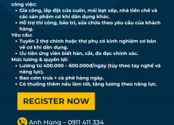 TUYỂN 2 THỢ CƠ KHÍ DÂN DỤNG – ĐI LÀM NGAY