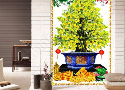 Tranh gạch 3d dán tường cây mai vàng - CXV43