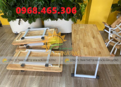 Bàn gỗ gập chân mầm non, bàn gỗ ghế gỗ mầm non