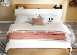Giường Ngủ Gỗ Công Nghiệp MDF Màu Vân Gỗ Kèm Kệ Hiện Đại