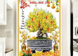 Tranh gạch hoa mai khổ dọc đẹp