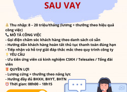 TUYỂN DỤNG NHÂN VIÊN CHĂM SÓC KHÁCH HÀNG SAU VAY