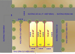 Mở bán 3 lô đất mặt tiền đường 44, Hiệp Bình Chánh. DT 4,5x15. Giá chỉ 6,75 tỷ TL