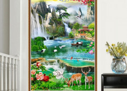 Tranh gạch men 3d ốp tường thác nước