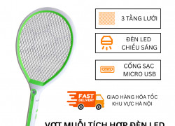 Vợt muỗi tích điện bắt muỗi đuổi công trùng có đèn led thu hút muỗi tích điện MPE