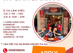 TUYỂN NHÂN VIÊN BÁN THỜI GIAN – XOAY CA