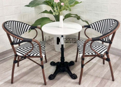 Ghế cafe sân vườn nệm dây đan có tay vịn CC07001‑AS tại HCM